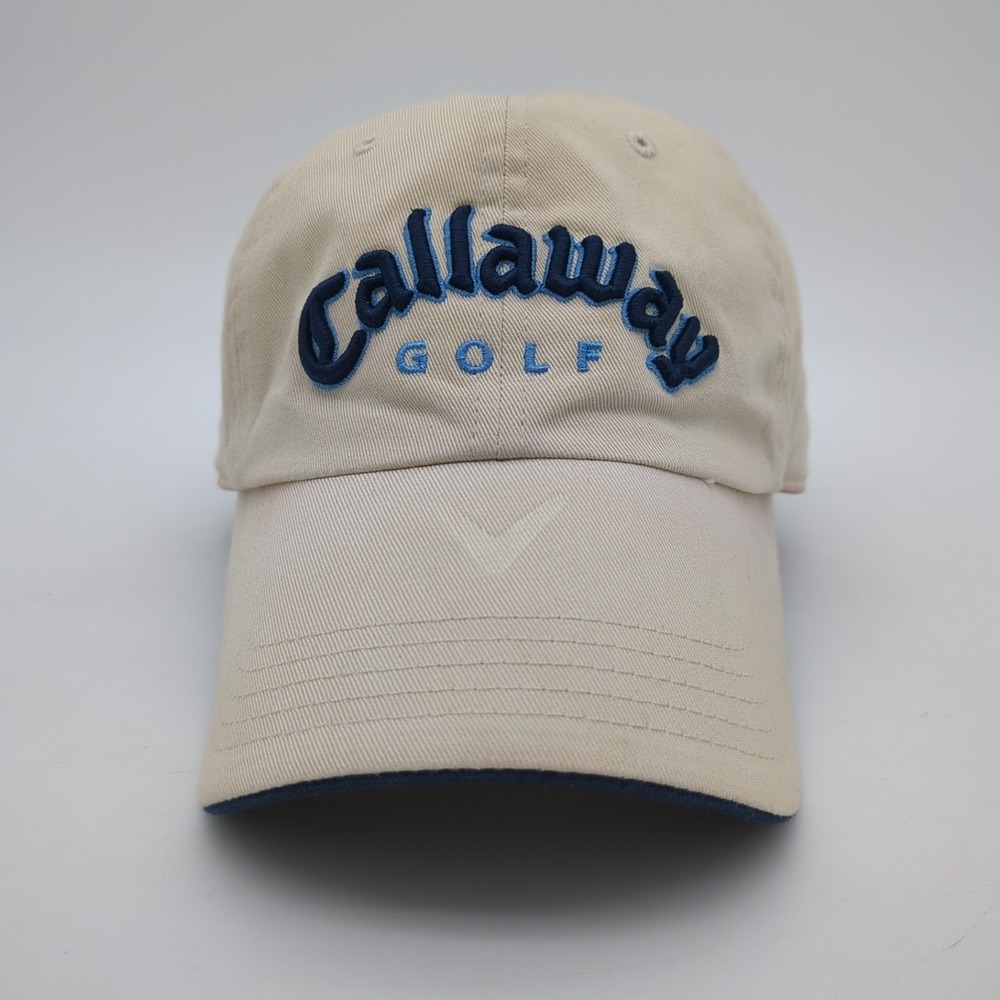 Callaway Golf Hat Cap Strapback Cream Beige Adjustable Embroidered Logo